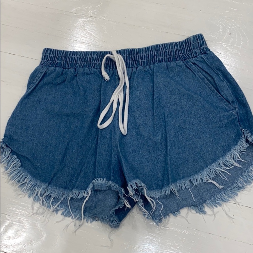 Blue denim shorts
